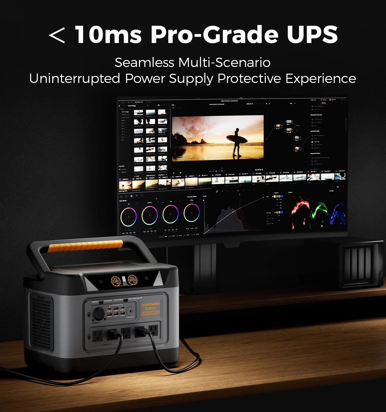 UDPOWER S1200 Portable Power Station 1200W (Surge 1800W), Max 400W Solar Input, UPS, UL2743, for Home RV Emergency, Pure Sine Wave Visit the UDPOWER Store - Image 10