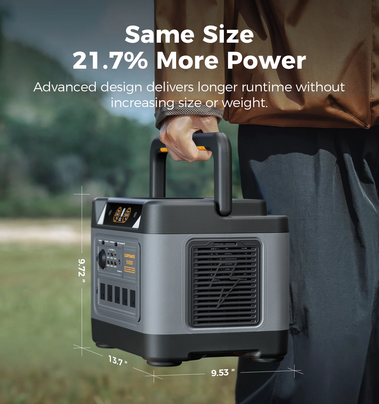 UDPOWER S1200 Portable Power Station 1200W (Surge 1800W), Max 400W Solar Input, UPS, UL2743, for Home RV Emergency, Pure Sine Wave Visit the UDPOWER Store - Image 5
