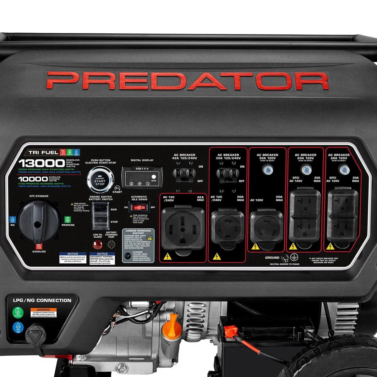 Harbor Freight PREDATOR 13,000 Watt Tri-Fuel Portable Generator with Remote Start and CO SECURE Technology, 49-State Compliant - Image 3