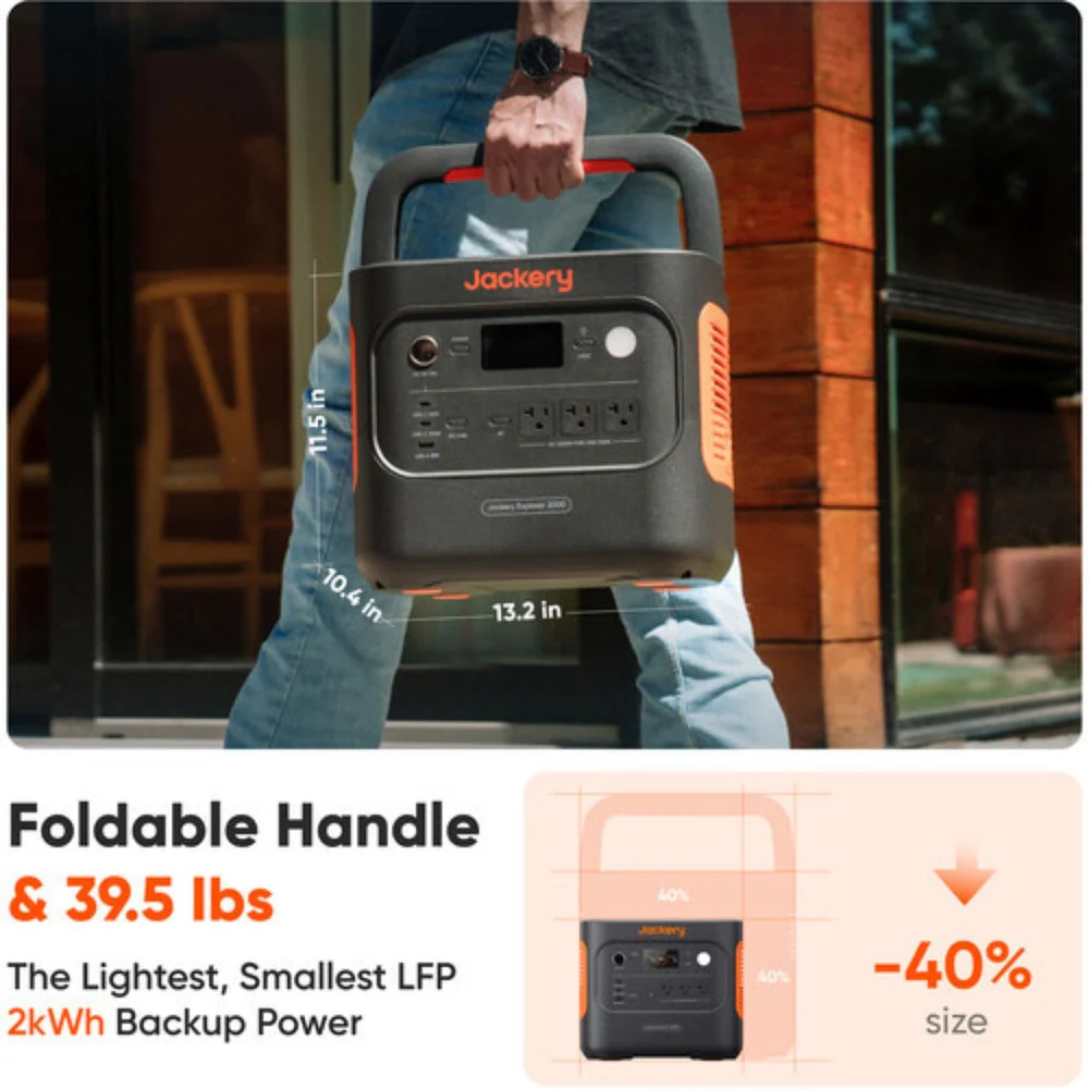 Jackery Explorer 2000 v2 Portable Power Station | 2042Wh | 2200W | 400W Solar Input - Image 9