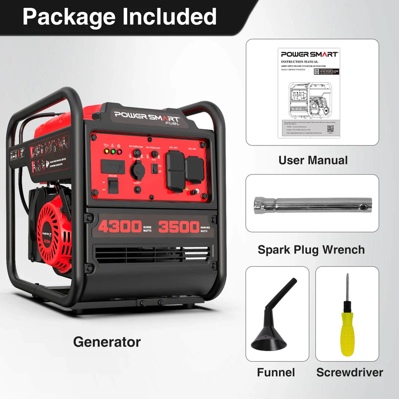 PowerSmart 4300-Watt Portable Generator with Inverter Technology, 3500W Rated, 223cc 4-Stroke Gas Powered Engine, 30 Amp for Home Backup, Camping, Emergency - Image 7