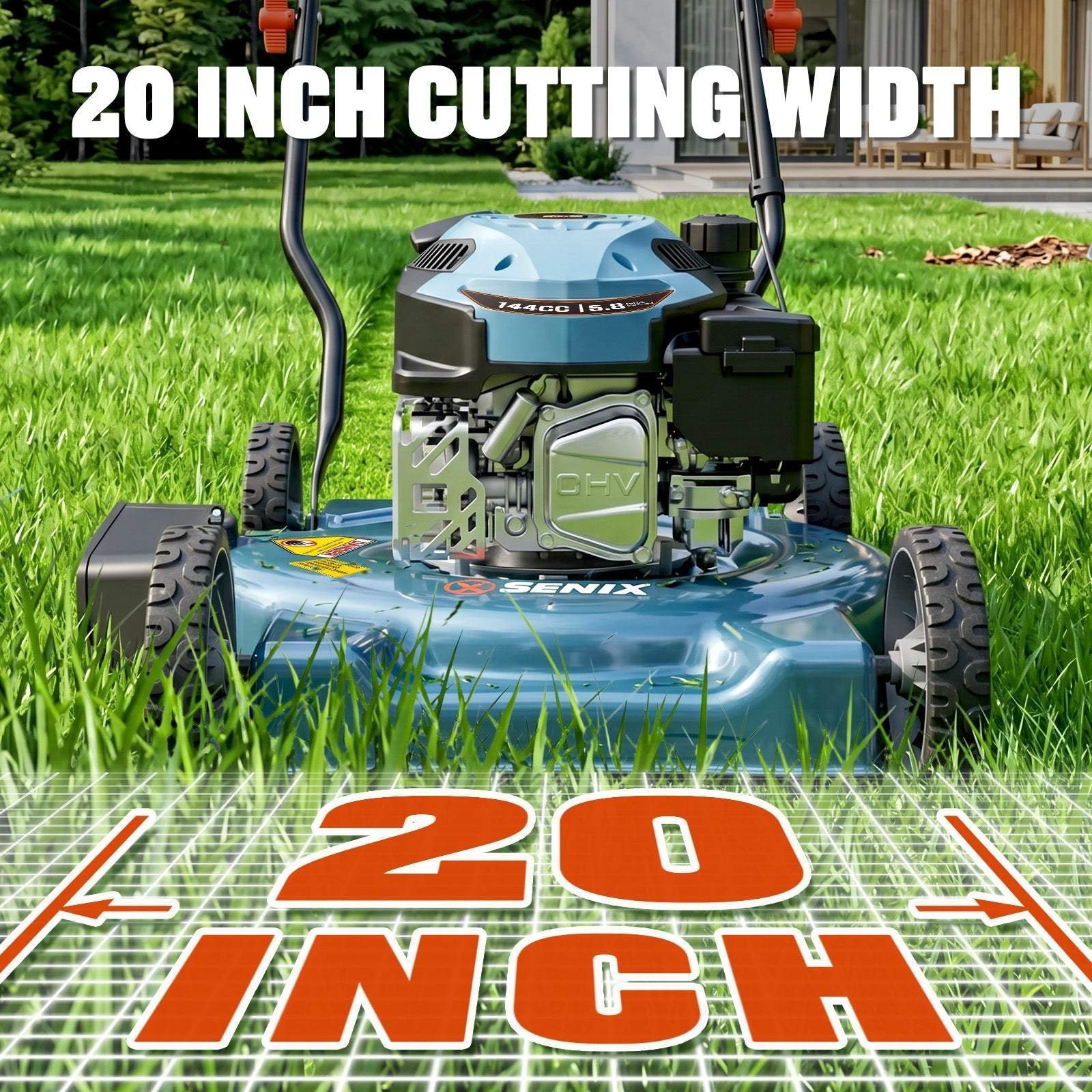 Senix 20″ 144cc 4-Cycle Gas Push Lawn Mower with Side Discharge LSPG-L4 - Image 3