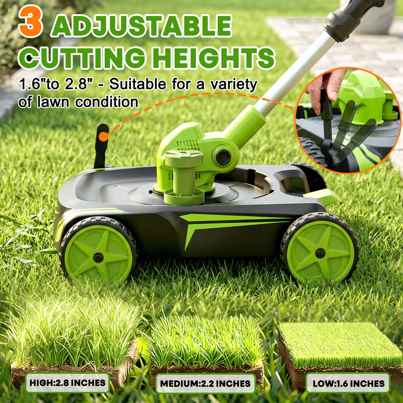 IToolMax 12-Inch Electric Weed Wacker & Eater with Detachable 4-Wheel Base - Image 6
