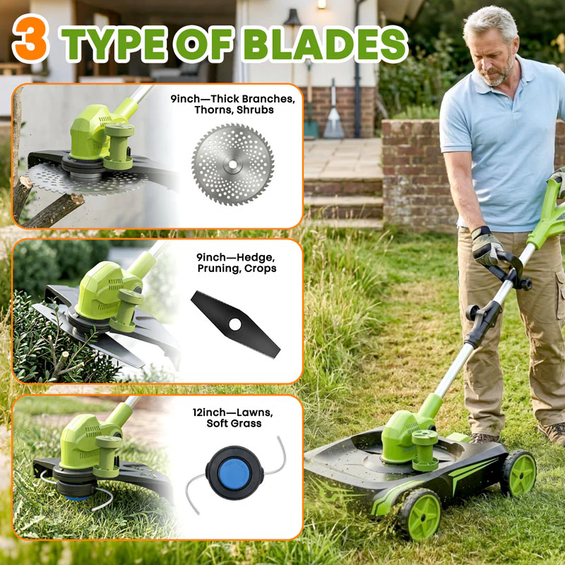 IToolMax 12-Inch Electric Weed Wacker & Eater with Detachable 4-Wheel Base - Image 7