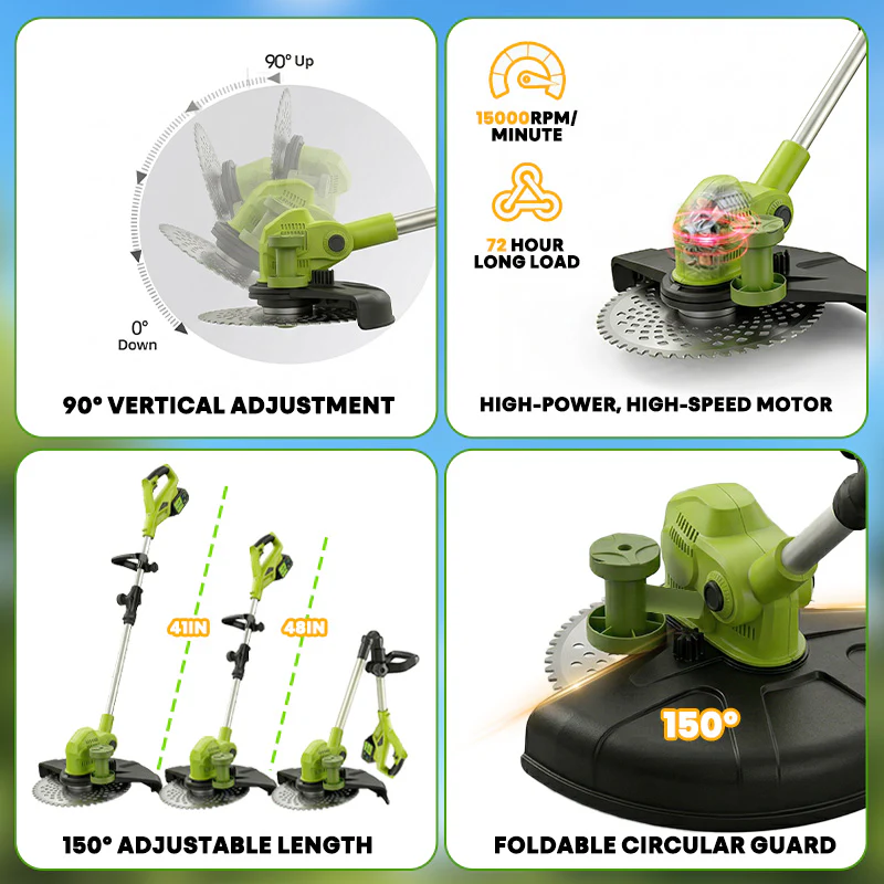 IToolMax 12-Inch Electric Weed Wacker & Eater with Detachable 4-Wheel Base - Image 9