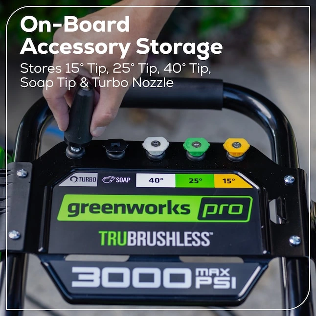 Greenworks 3000-PSI 2.0-GPM Cold Water Electric Pressure washer with 5 Spray Tips - Image 11