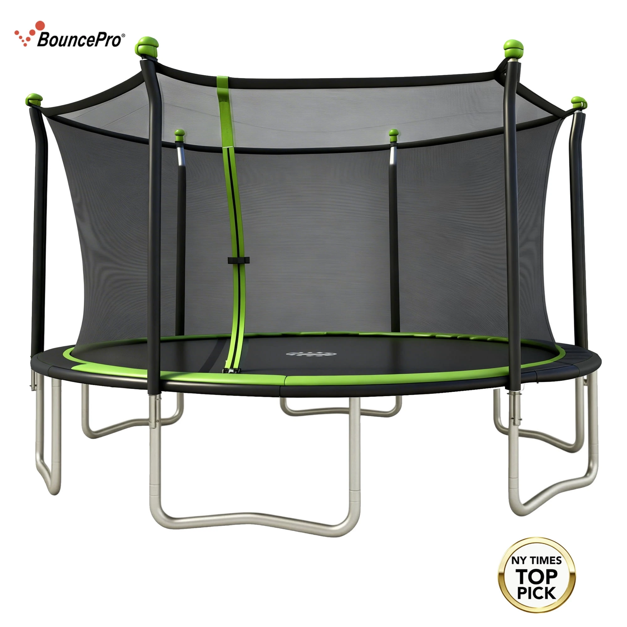 Sportspower BouncePro 14ft Trampoline Meets ASTM Safety Standards, Heavy-Duty Rust-Resistant Steel Frame, UV-Resistant Jump Mat & Safety Net