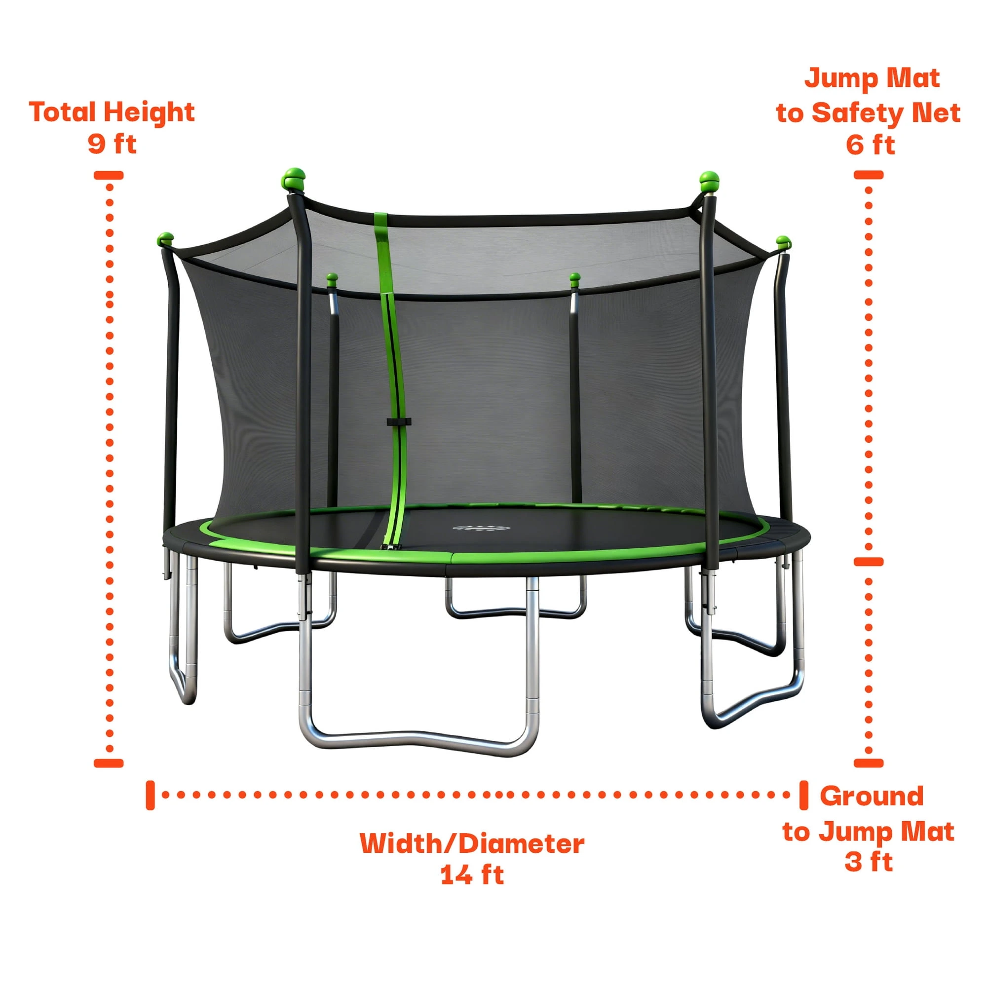 Sportspower BouncePro 14ft Trampoline Meets ASTM Safety Standards, Heavy-Duty Rust-Resistant Steel Frame, UV-Resistant Jump Mat & Safety Net - Image 2