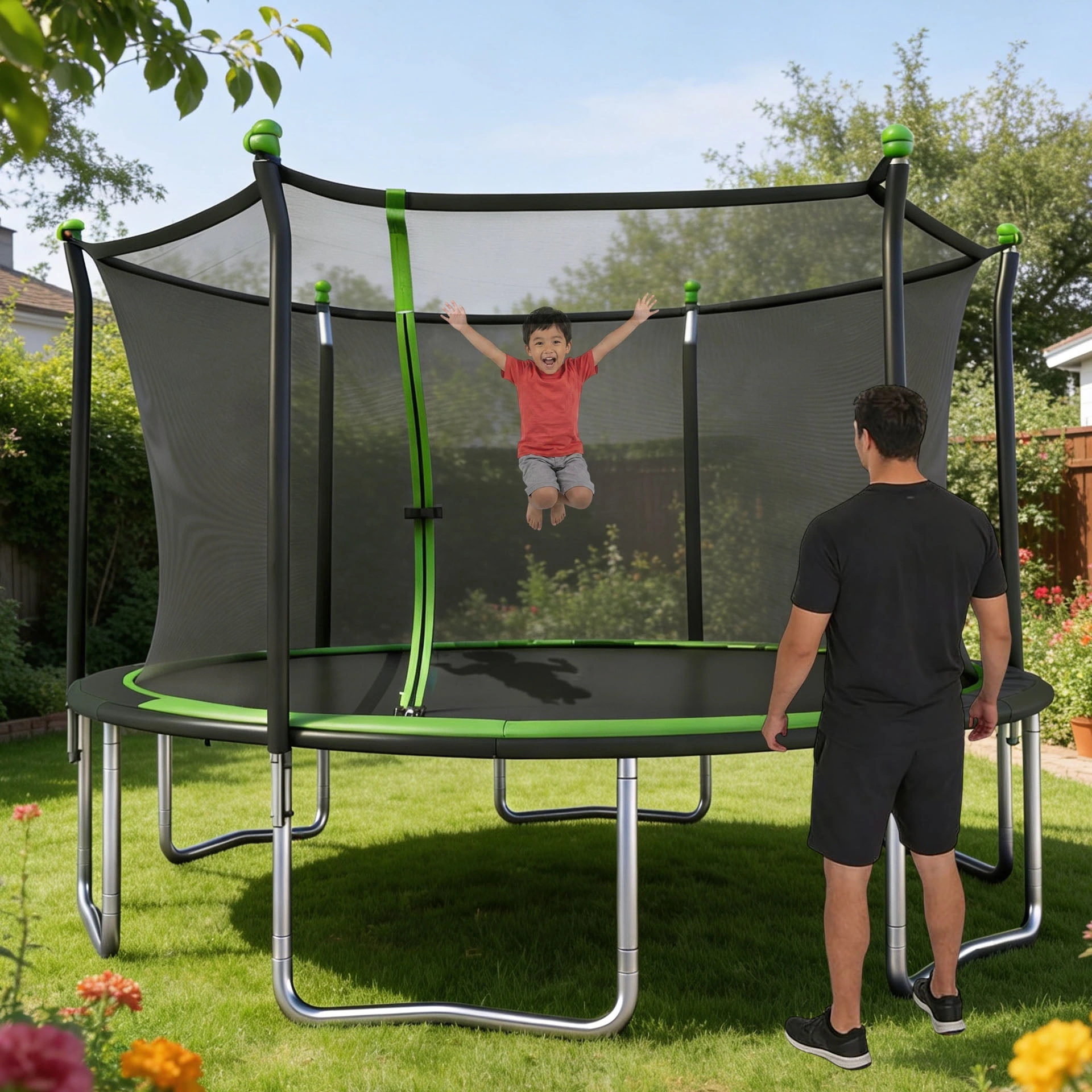 Sportspower BouncePro 14ft Trampoline Meets ASTM Safety Standards, Heavy-Duty Rust-Resistant Steel Frame, UV-Resistant Jump Mat & Safety Net - Image 6