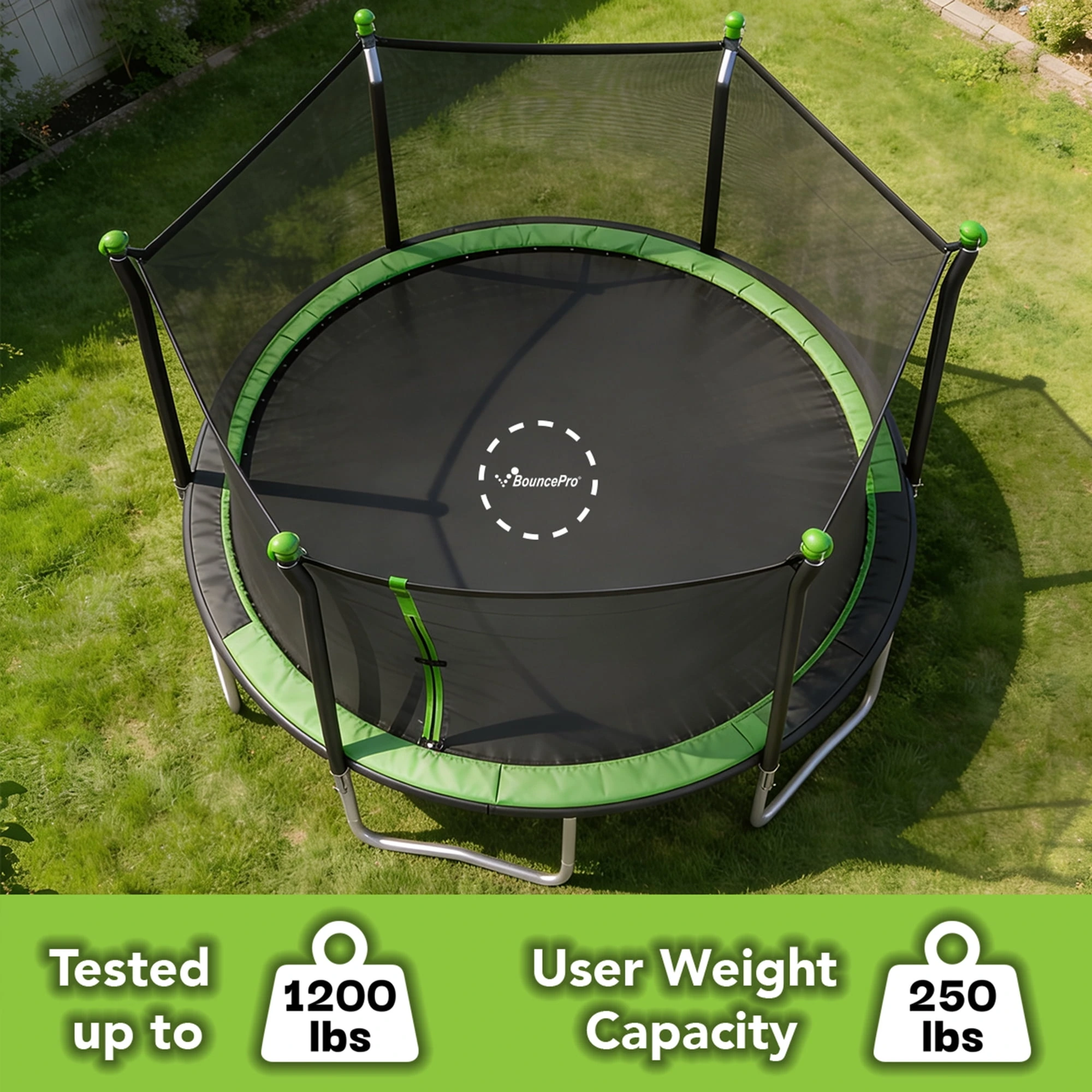 Sportspower BouncePro 14ft Trampoline Meets ASTM Safety Standards, Heavy-Duty Rust-Resistant Steel Frame, UV-Resistant Jump Mat & Safety Net - Image 7
