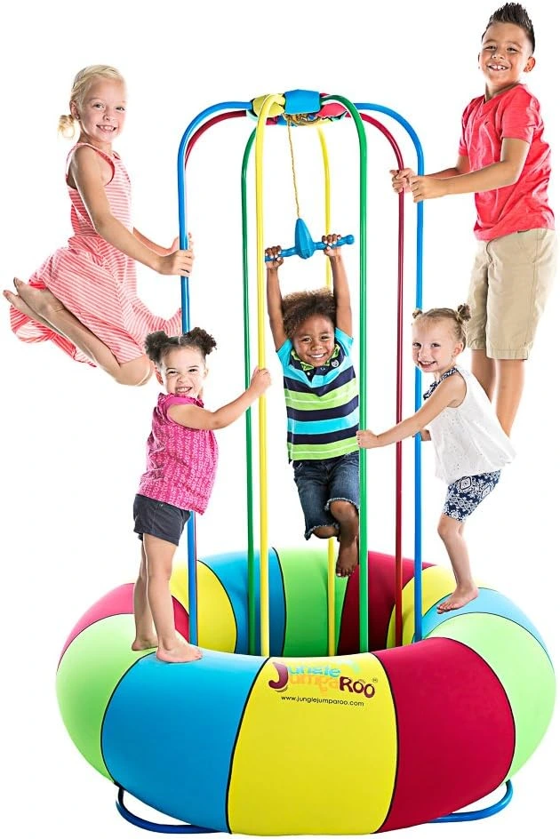 Jungle JumpaRoo – Trampoline/Bounce House-Like Play Set – Indoor/Outdoor Jungle Gym with Welded Swing bar – Large - Image 2