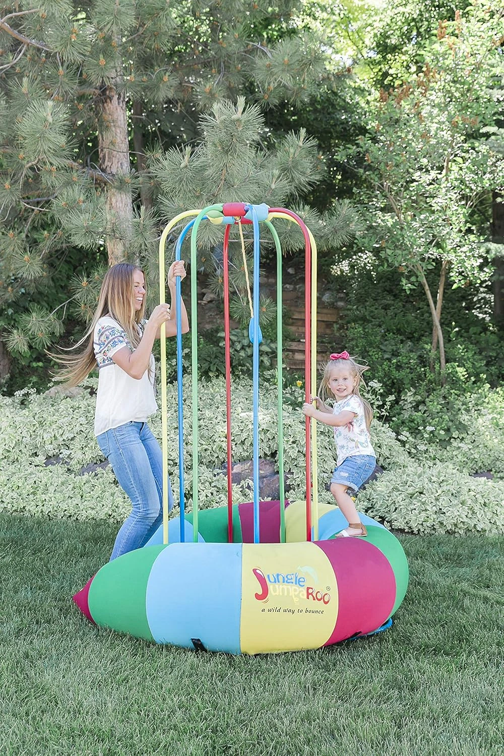 Jungle JumpaRoo – Trampoline/Bounce House-Like Play Set – Indoor/Outdoor Jungle Gym with Welded Swing bar – Large - Image 5