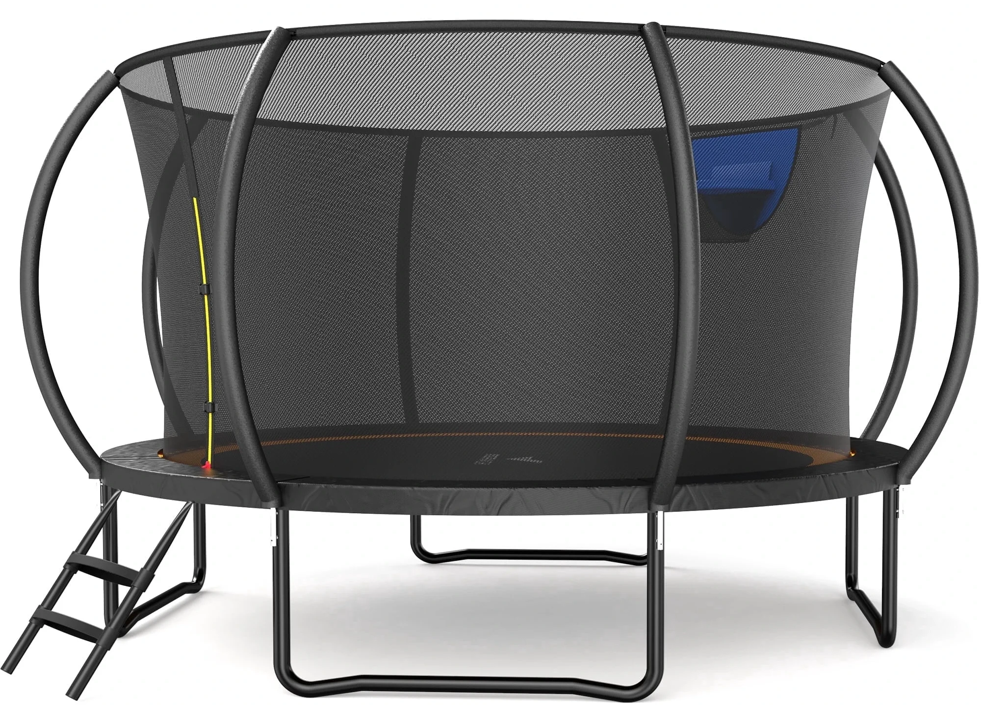 MERACH 14FT Pumpkin Outdoor Trampoline with Safety Enclosure Net, Basketball Hoop & Ladder, Heavy Duty Backyard Trampoline for Kids & Adults