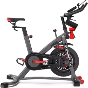 Schwinn IC4 Indoor Cycling Bike with 100 Resistance Levels, Bluetooth Heart Rate Armband, Dual-Sided SPD Pedals, Compatible with Peloton App, Zwift and JRNY, Backlit LCD Console, 4-Way Adjustable Handlebars, Includes 3 lb Dumbbells