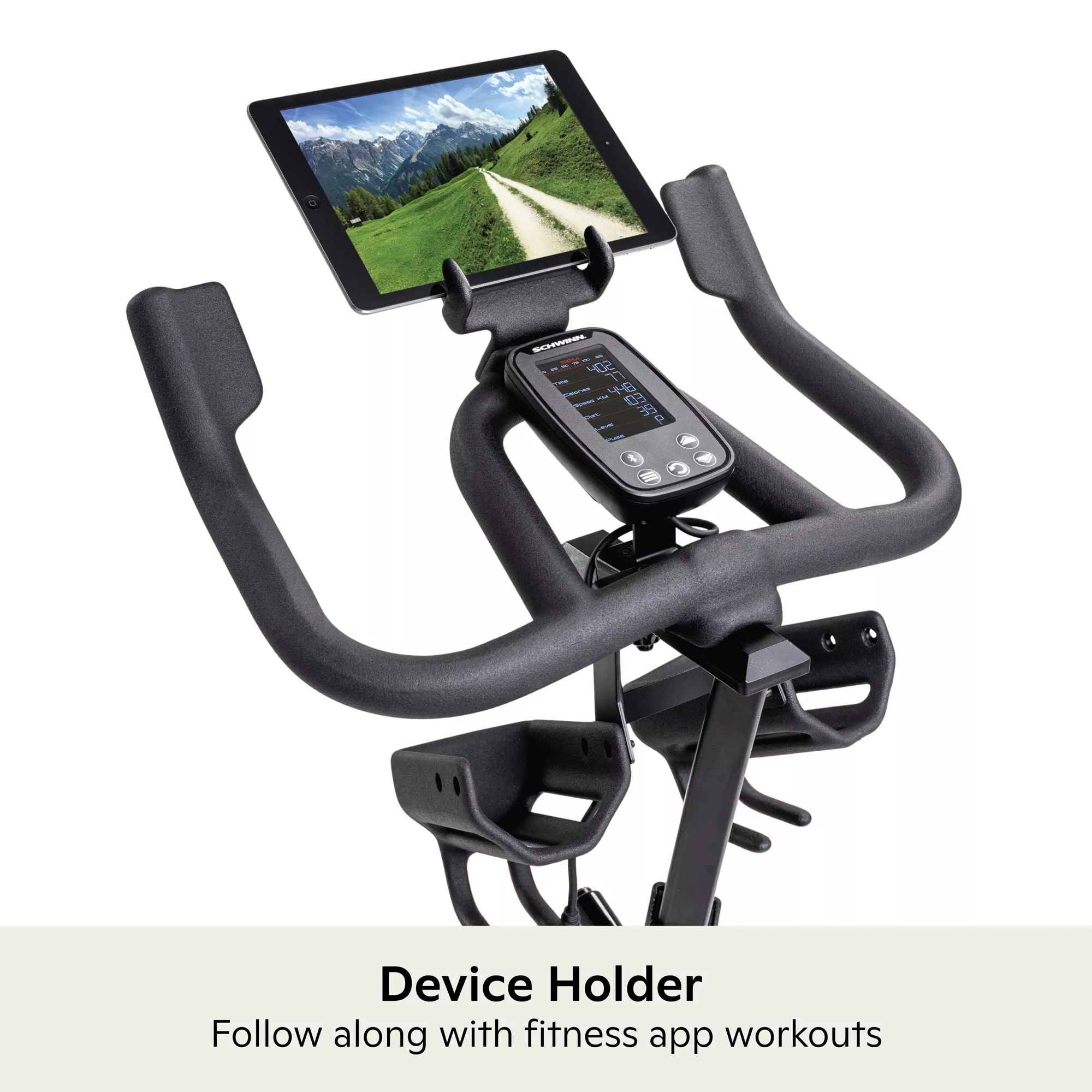 Schwinn IC4 Indoor Cycling Bike with 100 Resistance Levels, Bluetooth Heart Rate Armband, Dual-Sided SPD Pedals, Compatible with Peloton App, Zwift and JRNY, Backlit LCD Console, 4-Way Adjustable Handlebars, Includes 3 lb Dumbbells - Image 2