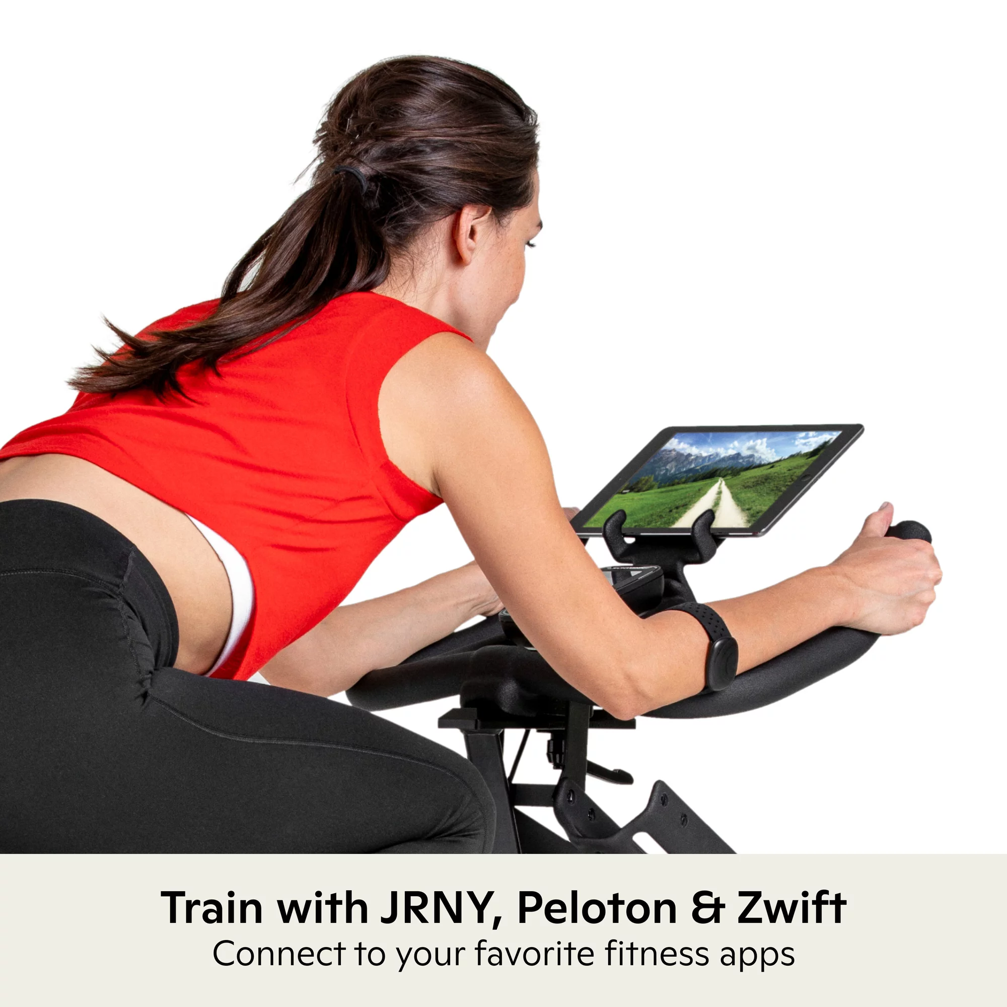 Schwinn IC4 Indoor Cycling Bike with 100 Resistance Levels, Bluetooth Heart Rate Armband, Dual-Sided SPD Pedals, Compatible with Peloton App, Zwift and JRNY, Backlit LCD Console, 4-Way Adjustable Handlebars, Includes 3 lb Dumbbells - Image 4