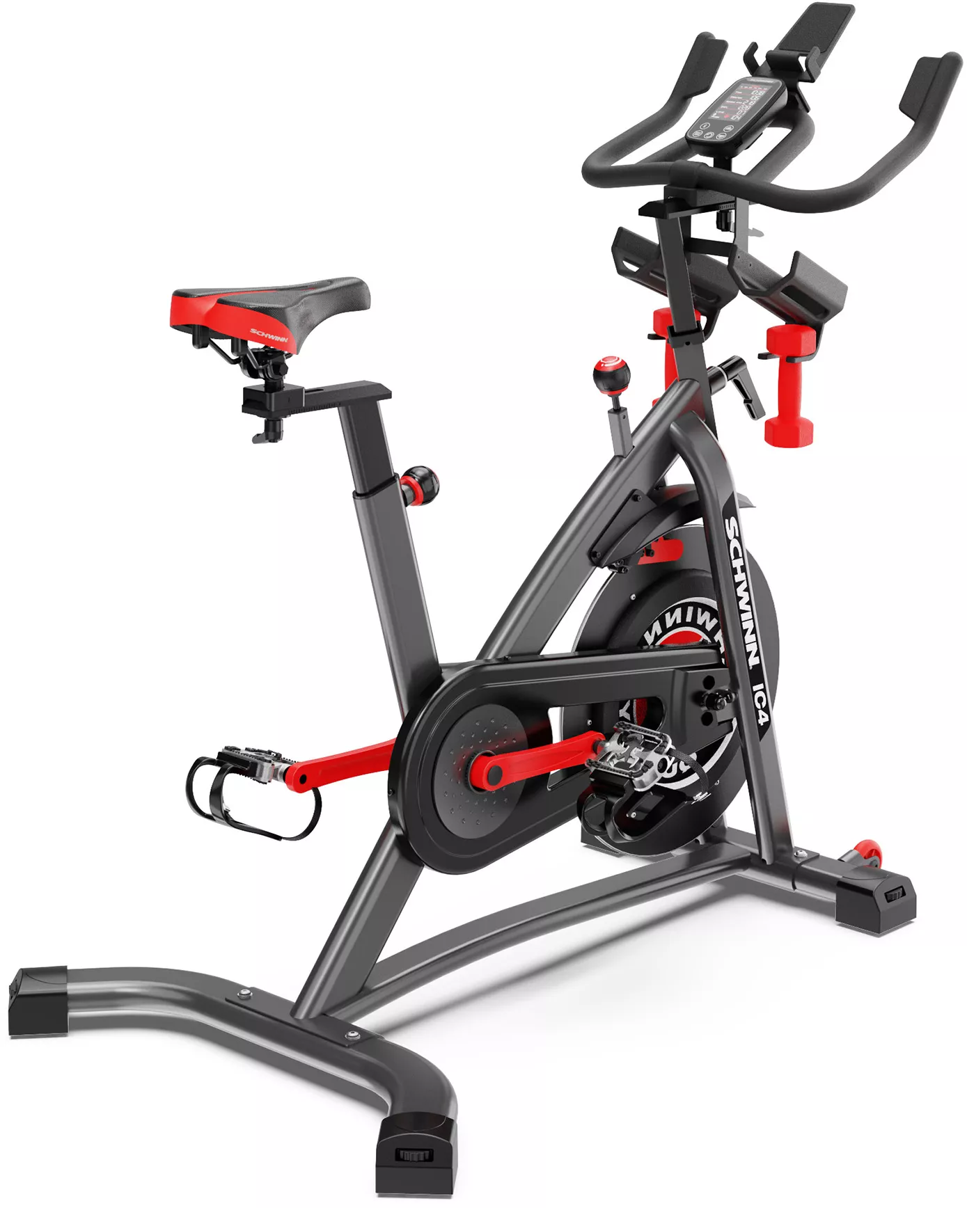 Schwinn IC4 Indoor Cycling Bike with 100 Resistance Levels, Bluetooth Heart Rate Armband, Dual-Sided SPD Pedals, Compatible with Peloton App, Zwift and JRNY, Backlit LCD Console, 4-Way Adjustable Handlebars, Includes 3 lb Dumbbells - Image 7