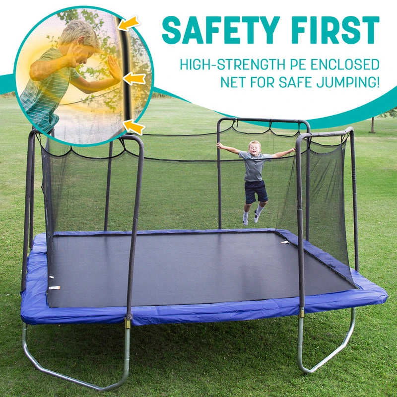 Skywalker Trampolines 15′ x 15′ Square Trampoline with Safety Enclosure Net – Blue Heavy-Duty Outdoor Trampoline for Kids & Adults, Rust-Resistant Steel Frame - Image 4