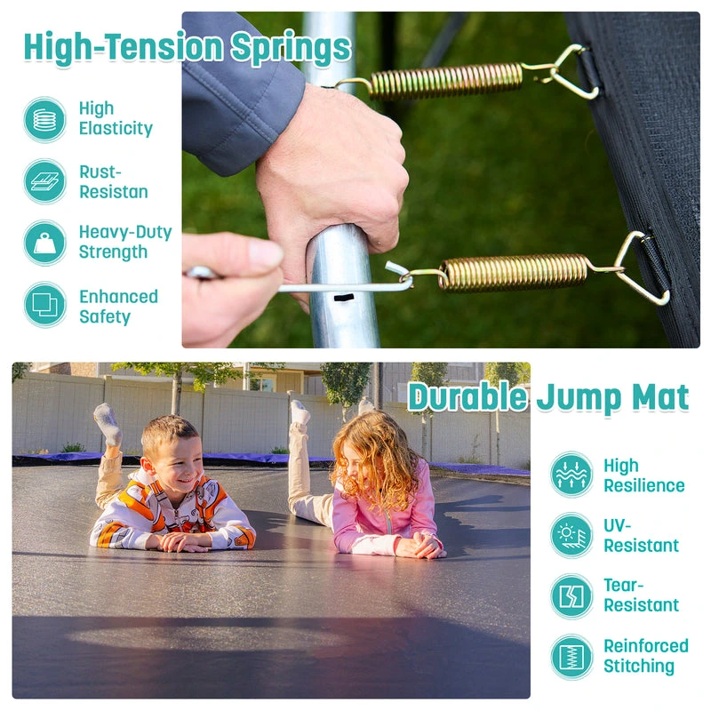 Skywalker Trampolines 15′ x 15′ Square Trampoline with Safety Enclosure Net – Blue Heavy-Duty Outdoor Trampoline for Kids & Adults, Rust-Resistant Steel Frame - Image 5