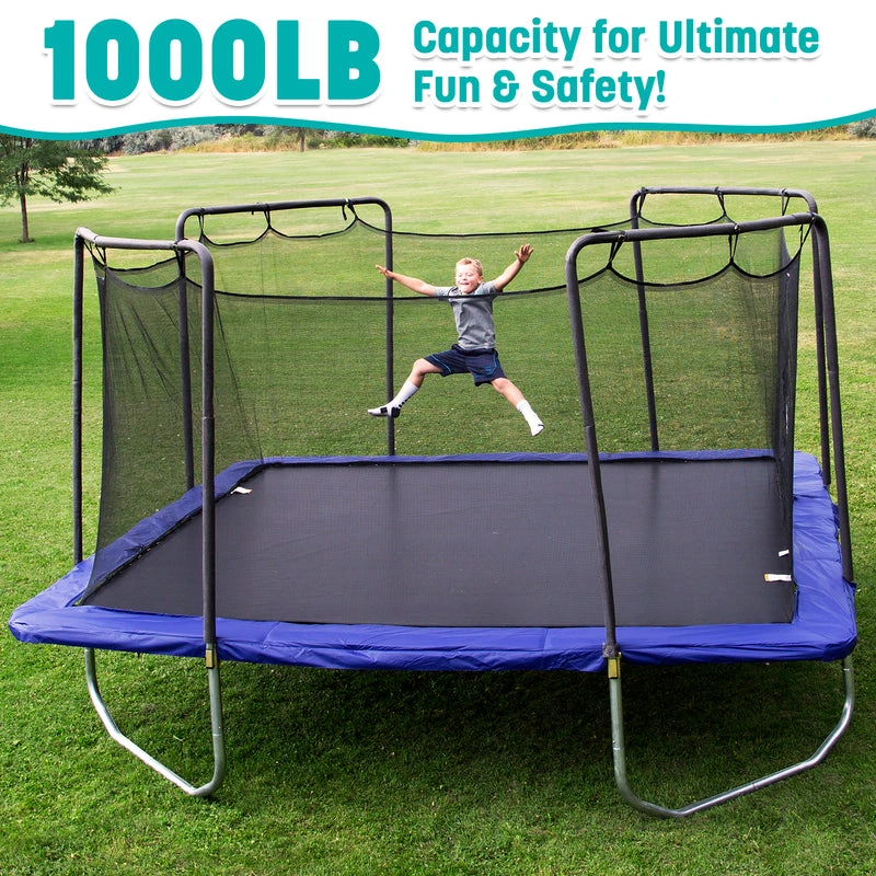 Skywalker Trampolines 15′ x 15′ Square Trampoline with Safety Enclosure Net – Blue Heavy-Duty Outdoor Trampoline for Kids & Adults, Rust-Resistant Steel Frame - Image 6