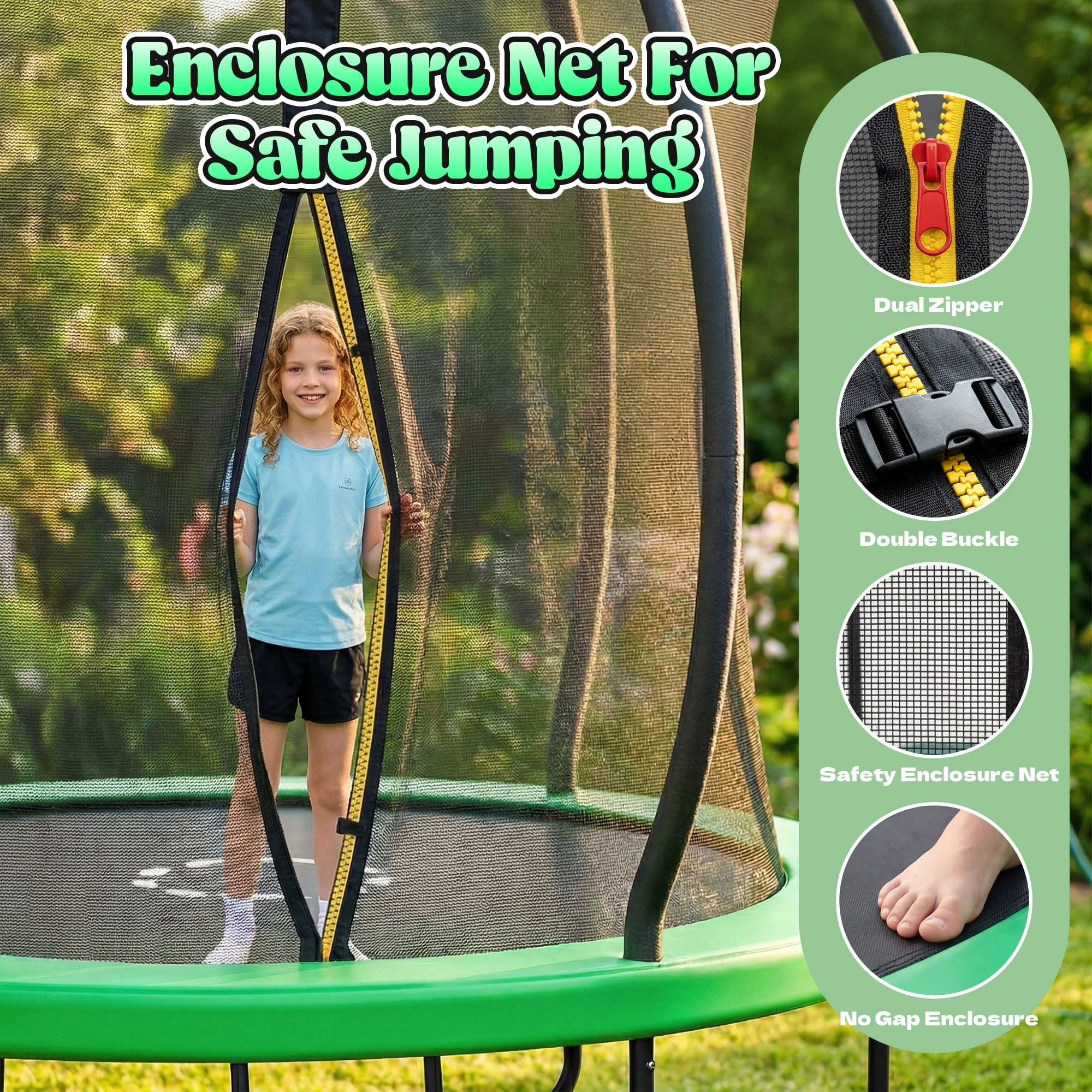 Outdoor Trampoline,Fashionsport Outfitters 8FT/12FT/14FT/16FT Round Jumping Trampoline with Ladder,Sprinkler,Basketball Hoop Board,Recreational Backyard Trampolines Anti-Rust for Kids Gift - Image 10