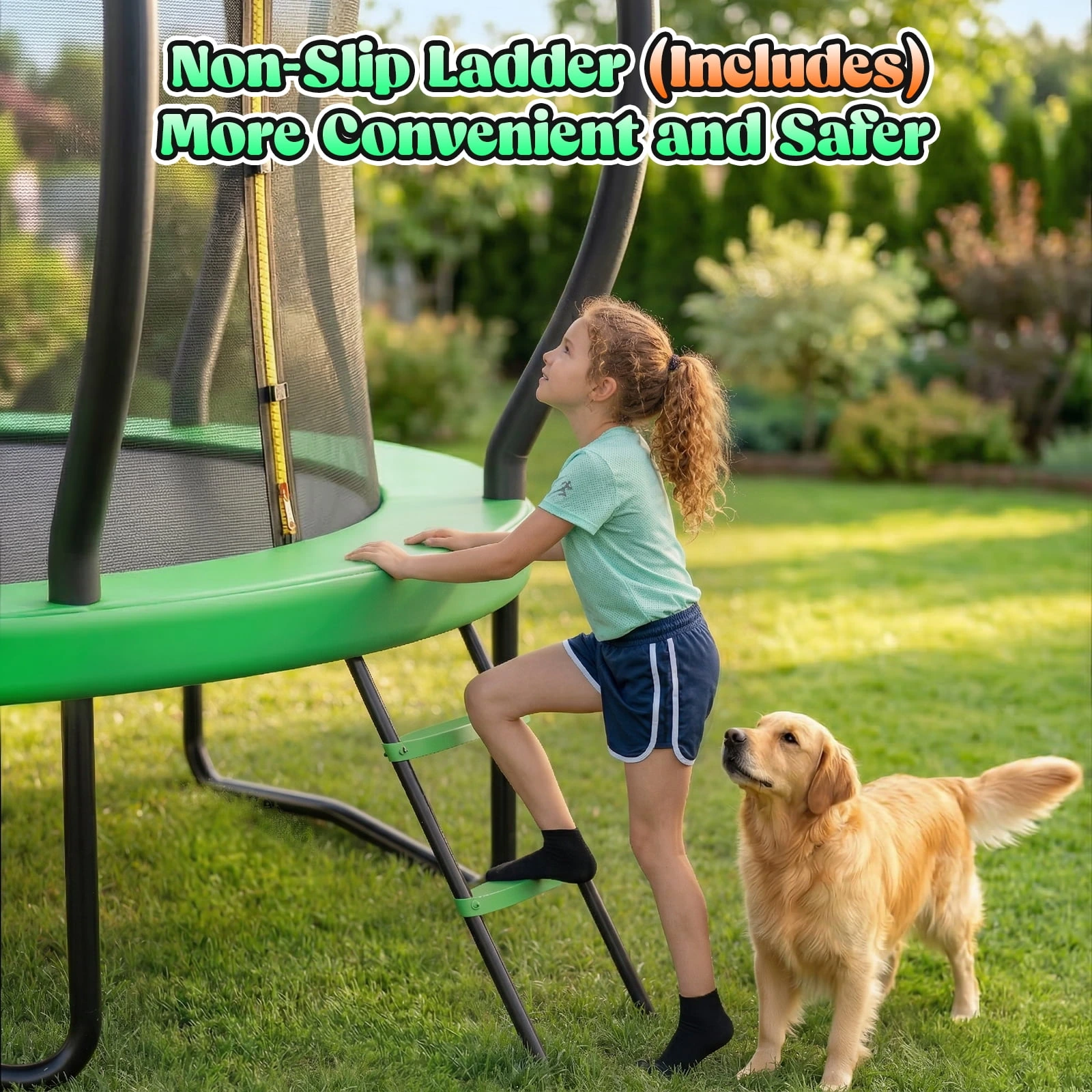 Outdoor Trampoline,Fashionsport Outfitters 8FT/12FT/14FT/16FT Round Jumping Trampoline with Ladder,Sprinkler,Basketball Hoop Board,Recreational Backyard Trampolines Anti-Rust for Kids Gift - Image 11