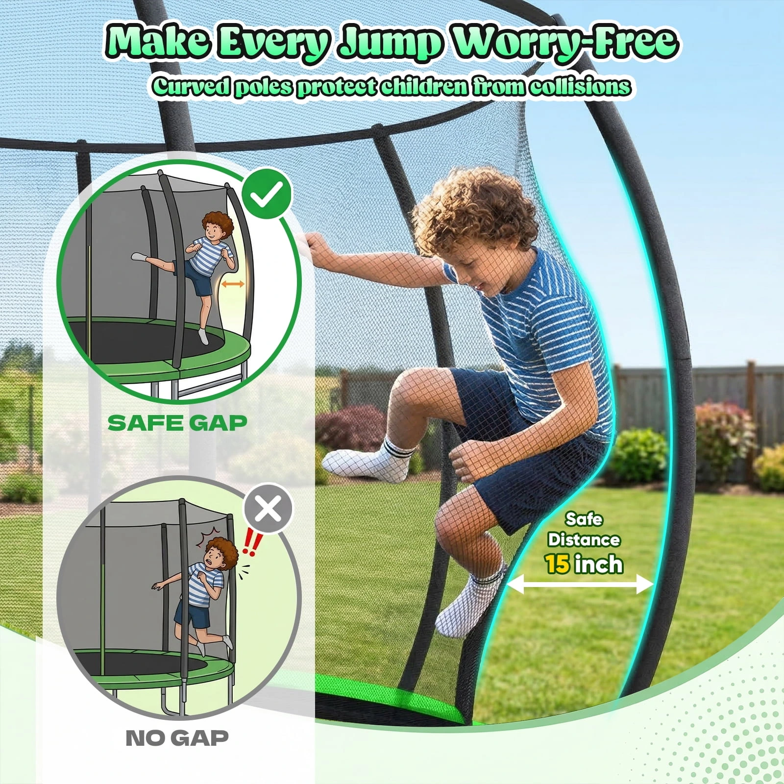 Outdoor Trampoline,Fashionsport Outfitters 8FT/12FT/14FT/16FT Round Jumping Trampoline with Ladder,Sprinkler,Basketball Hoop Board,Recreational Backyard Trampolines Anti-Rust for Kids Gift - Image 2