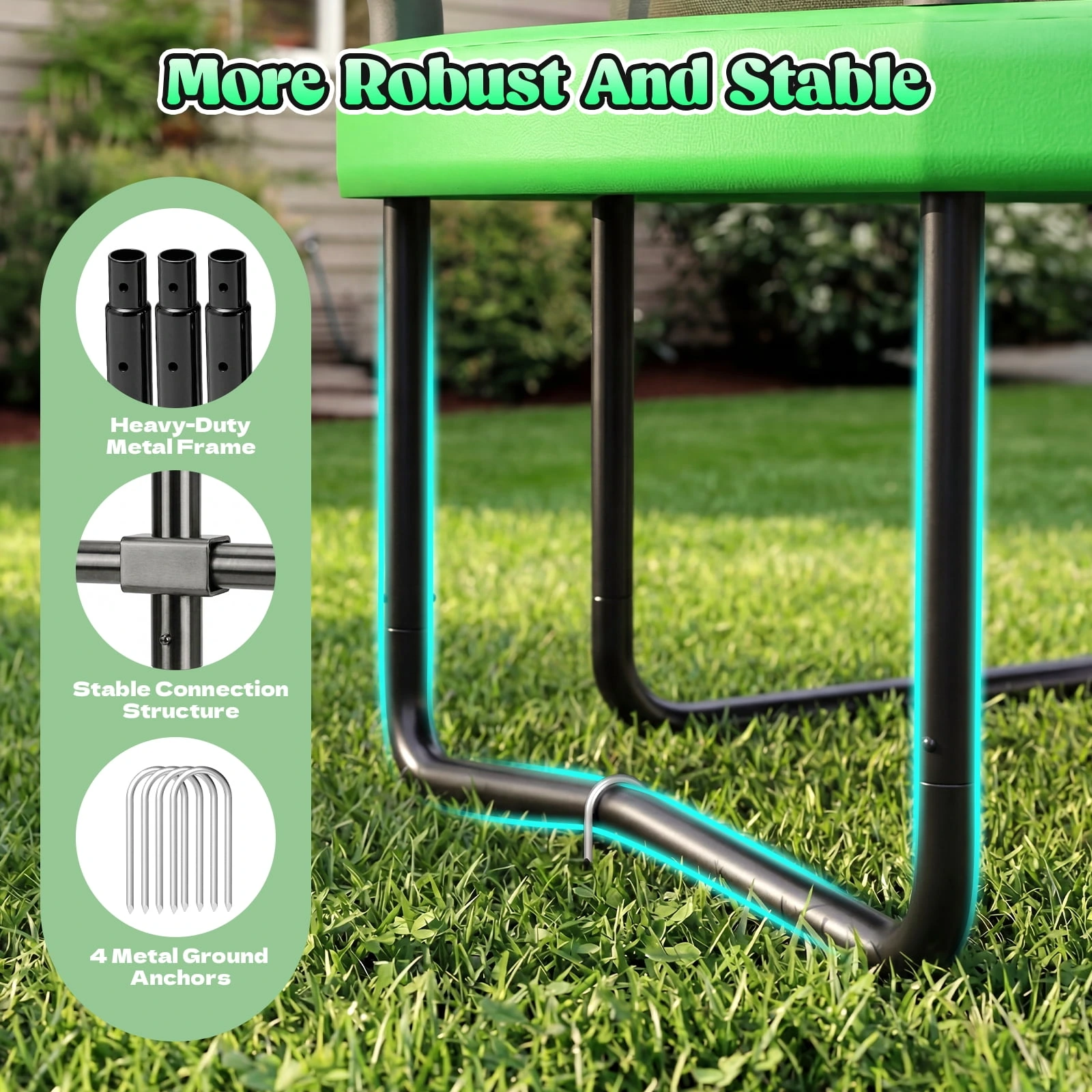Outdoor Trampoline,Fashionsport Outfitters 8FT/12FT/14FT/16FT Round Jumping Trampoline with Ladder,Sprinkler,Basketball Hoop Board,Recreational Backyard Trampolines Anti-Rust for Kids Gift - Image 4
