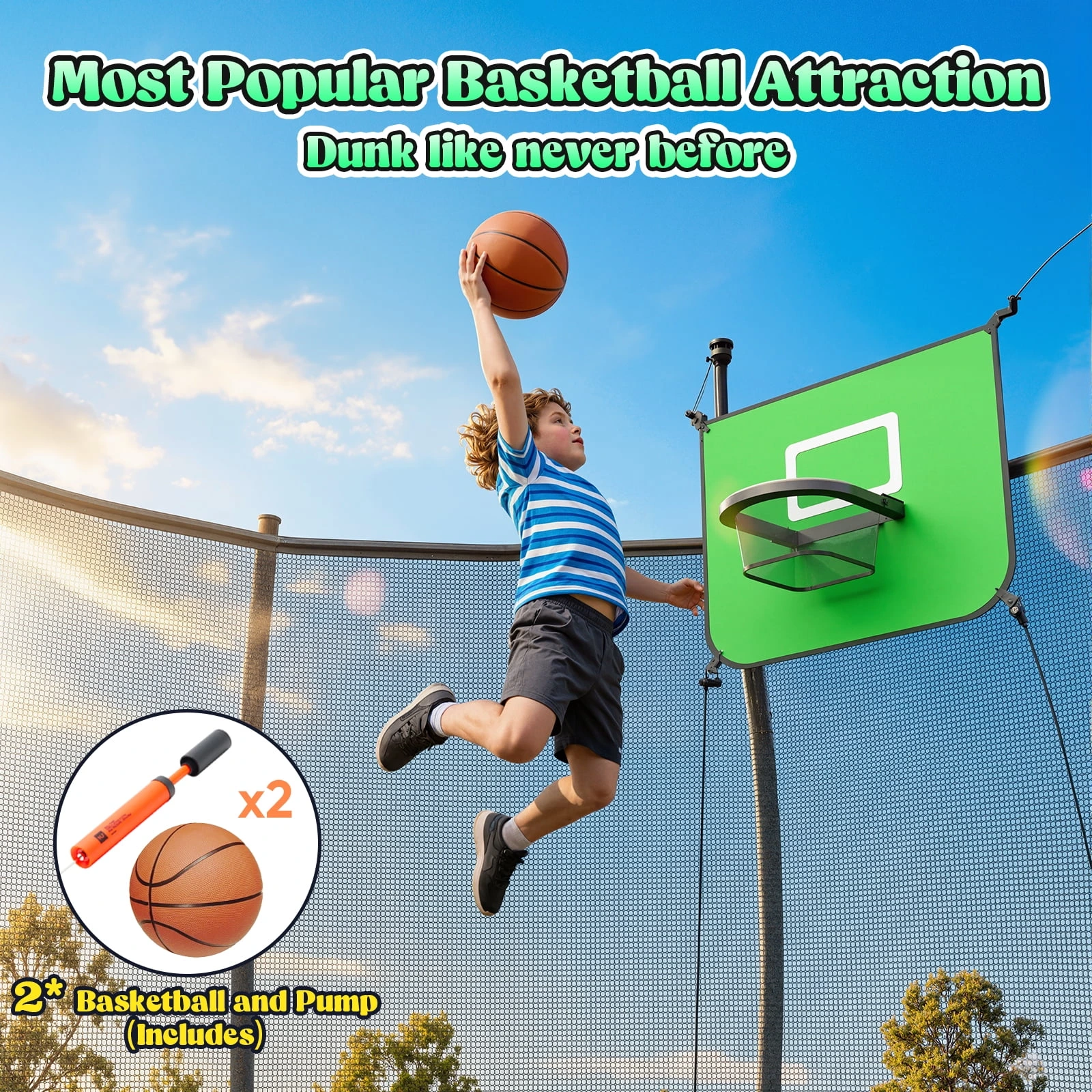 Outdoor Trampoline,Fashionsport Outfitters 8FT/12FT/14FT/16FT Round Jumping Trampoline with Ladder,Sprinkler,Basketball Hoop Board,Recreational Backyard Trampolines Anti-Rust for Kids Gift - Image 7