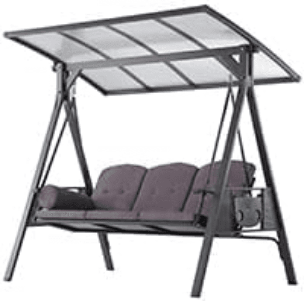 PURPLE LEAF 3-seat Outdoor Patio Porch Swing Adjustable Backrest, Cushions and Pillow Included - Image 9