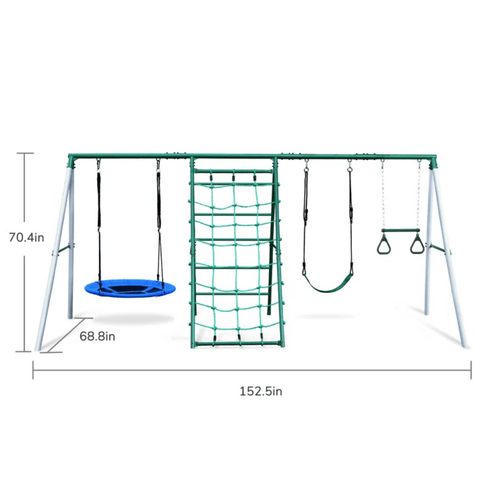 Swing Sets with Saucer Swing,Belt Swing,Trapeze Bar,Climbing Rope,Climbing Ladder - Image 3