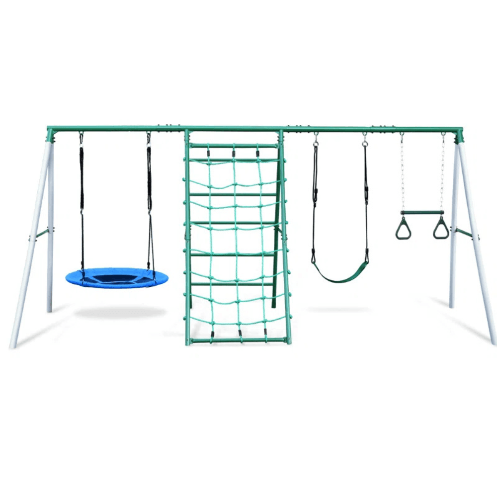 Swing Sets with Saucer Swing,Belt Swing,Trapeze Bar,Climbing Rope,Climbing Ladder - Image 5