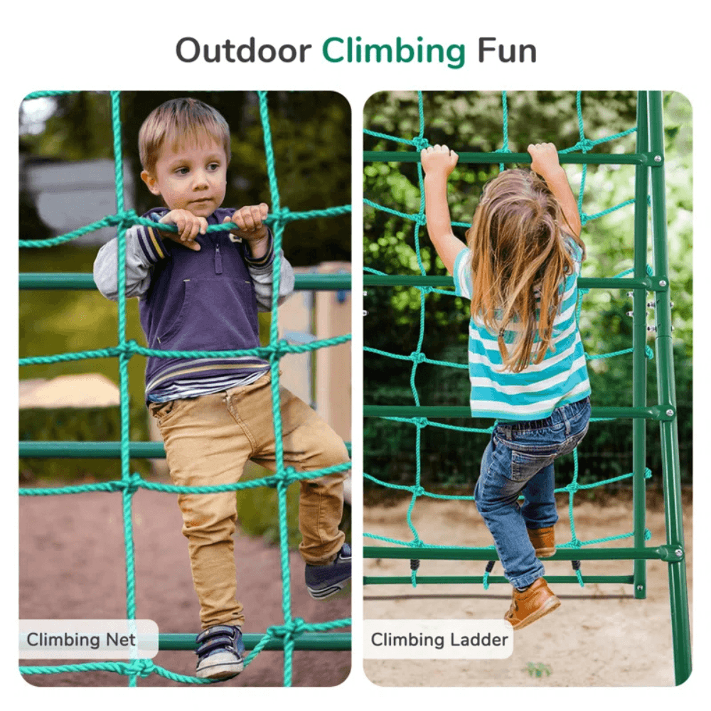 Swing Sets with Saucer Swing,Belt Swing,Trapeze Bar,Climbing Rope,Climbing Ladder - Image 7