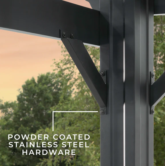 Stratford 14 Ft. X 10 Ft. Black Steel Traditional Pergola with Sail Shade Soft Canopy - Image 6