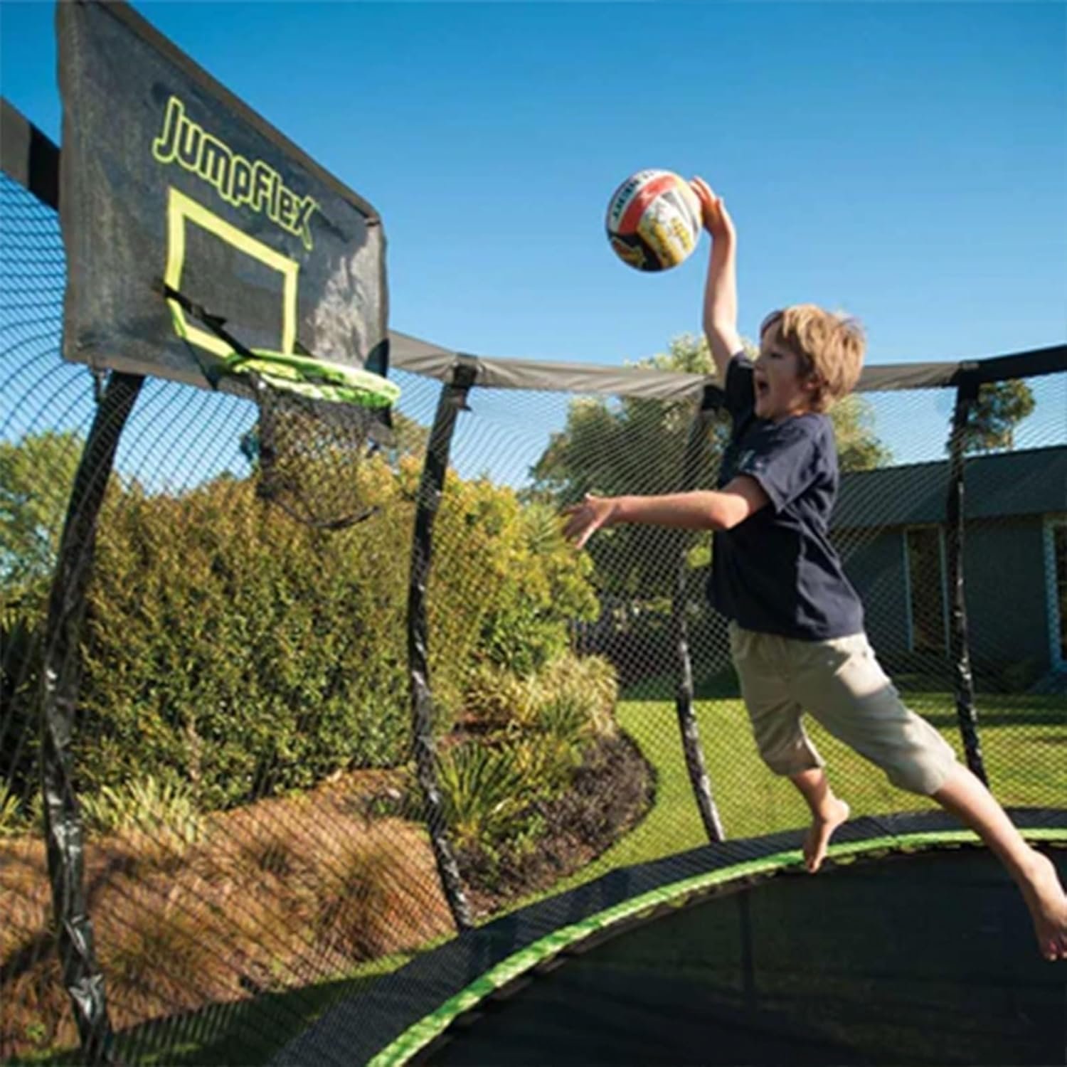 JumpFlex HERO 14 Backyard Outdoor Trampoline for Kids with Net & Ladder - Image 2