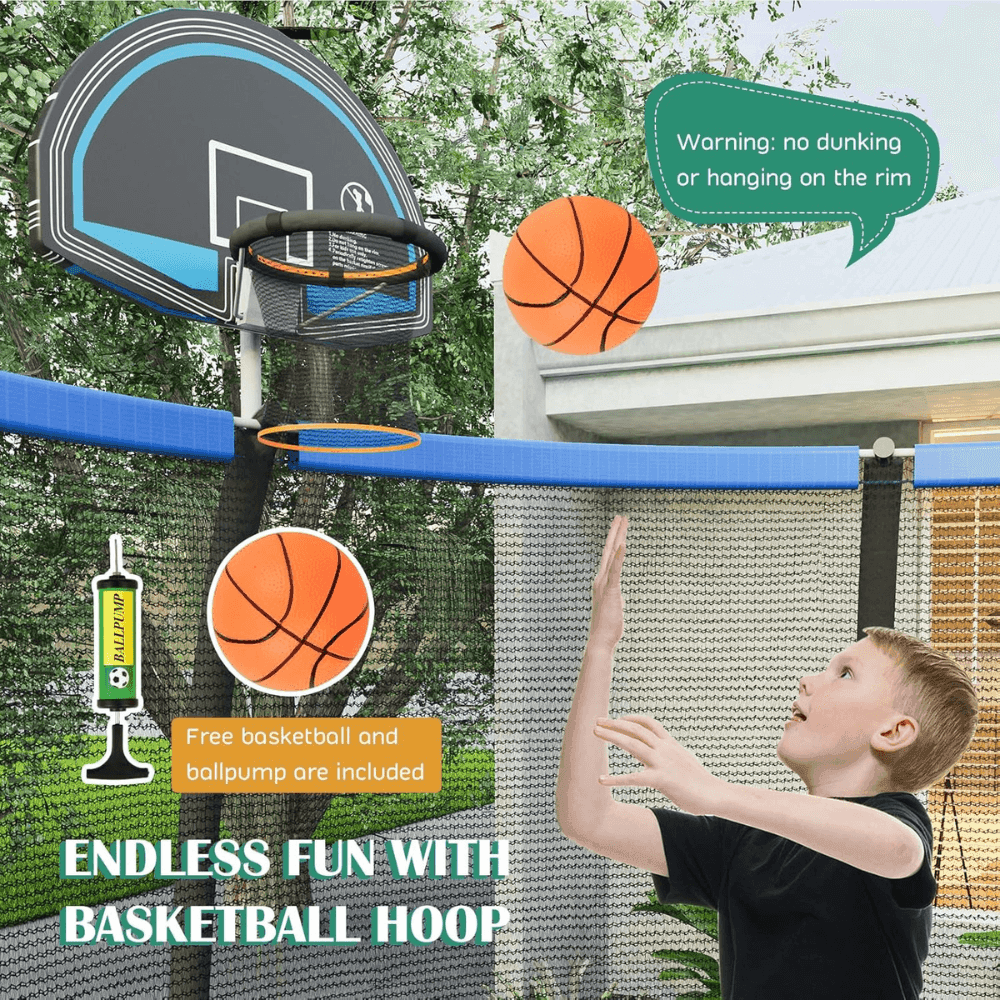 Giantex 8FT 10FT 12FT Trampoline with Enclosure, ASTM Approved Outdoor Large Trampoline with Ladder - Image 5