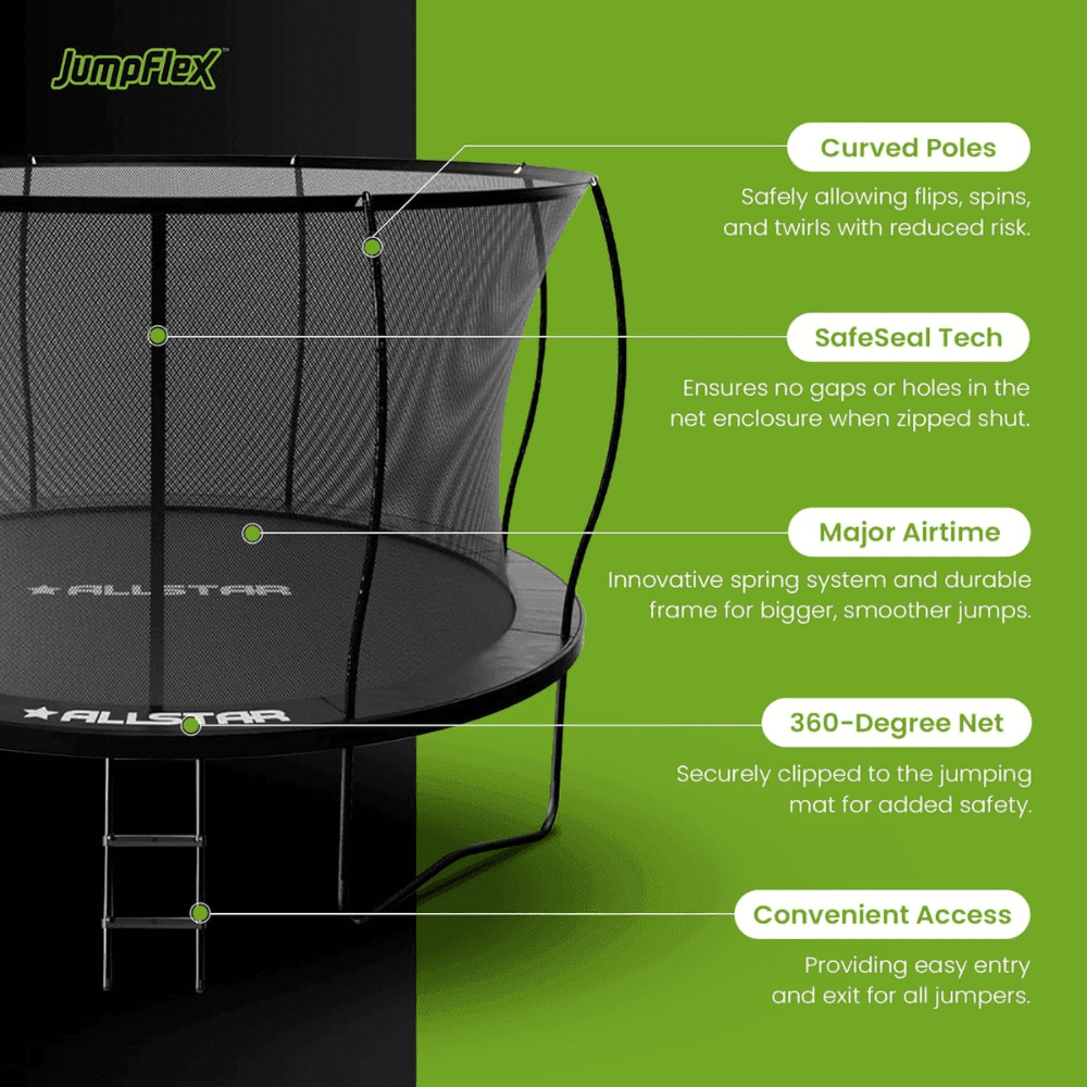 ALLSTAR 10 Trampoline Outdoor Backyard Play Equipment with Net & Ladder - Image 8