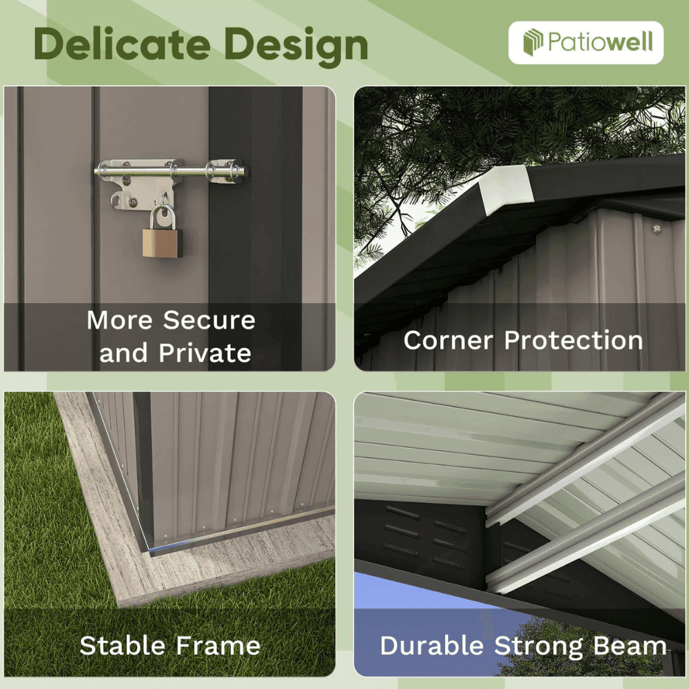 Patiowell 10 ft. W x 12 ft. D Size Upgrade Metal Storage Shed (119 sq. ft.) - Image 2