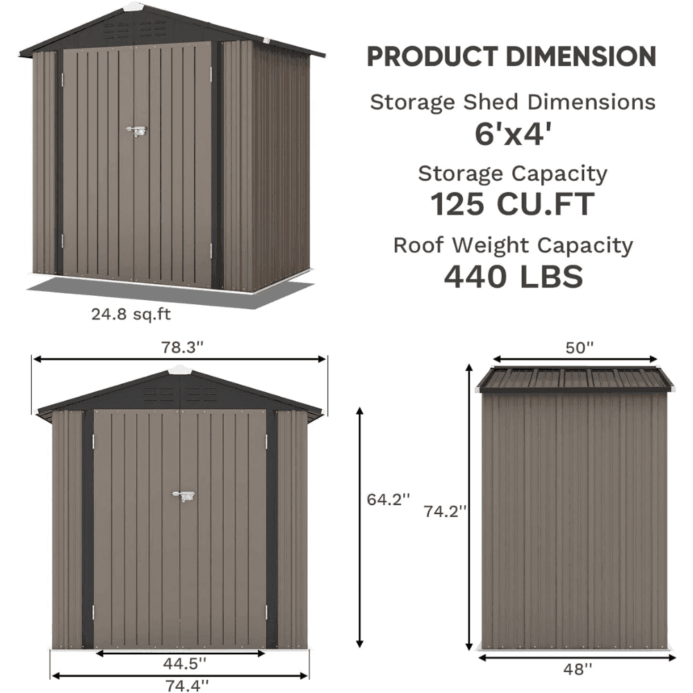 Patiowell 10 ft. W x 12 ft. D Size Upgrade Metal Storage Shed (119 sq. ft.) - Image 7