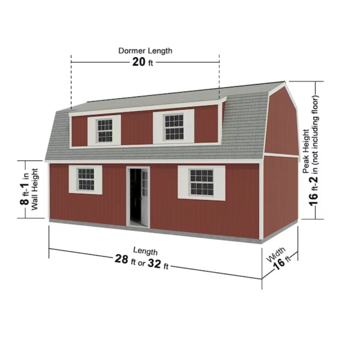 Best Barns Camp Reynolds 16-ft x 32-ft Gambrel Style Wood Outdoor Storage Shed - Image 4