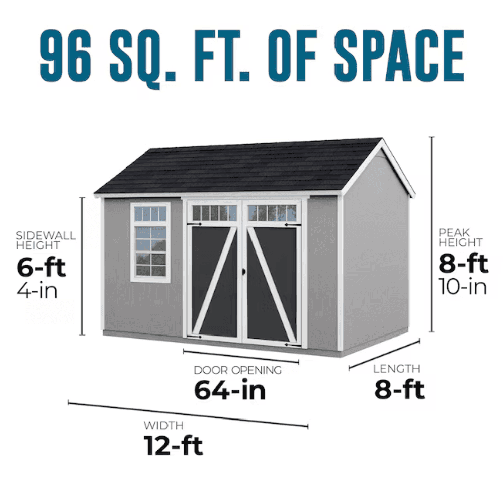 Heartland Coronado 12-ft x 8-ft Gable Style Wood Outdoor Storage Shed with Windows and Doors - Image 4