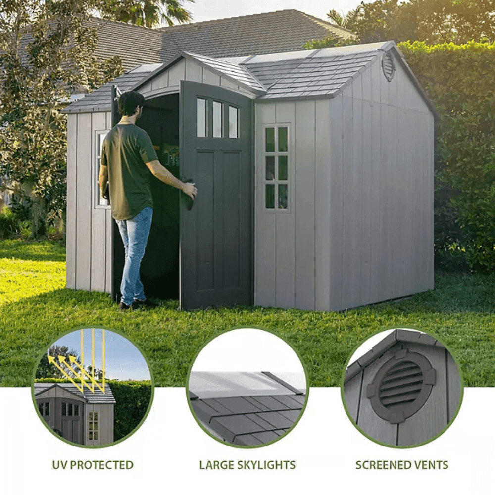 Lifetime 10′ x 8′ Outdoor Storage Shed, Gray - Image 3