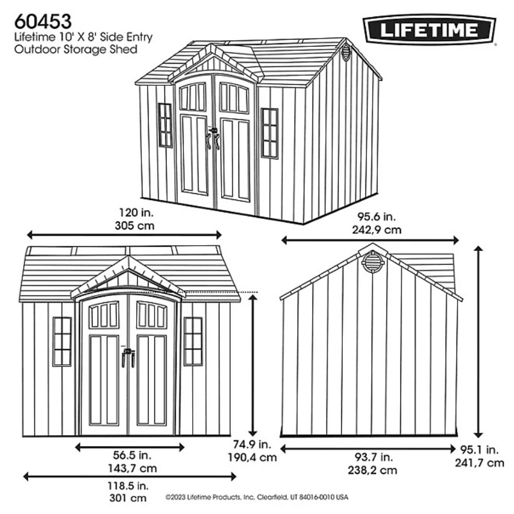 Lifetime 10′ x 8′ Outdoor Storage Shed, Gray - Image 4