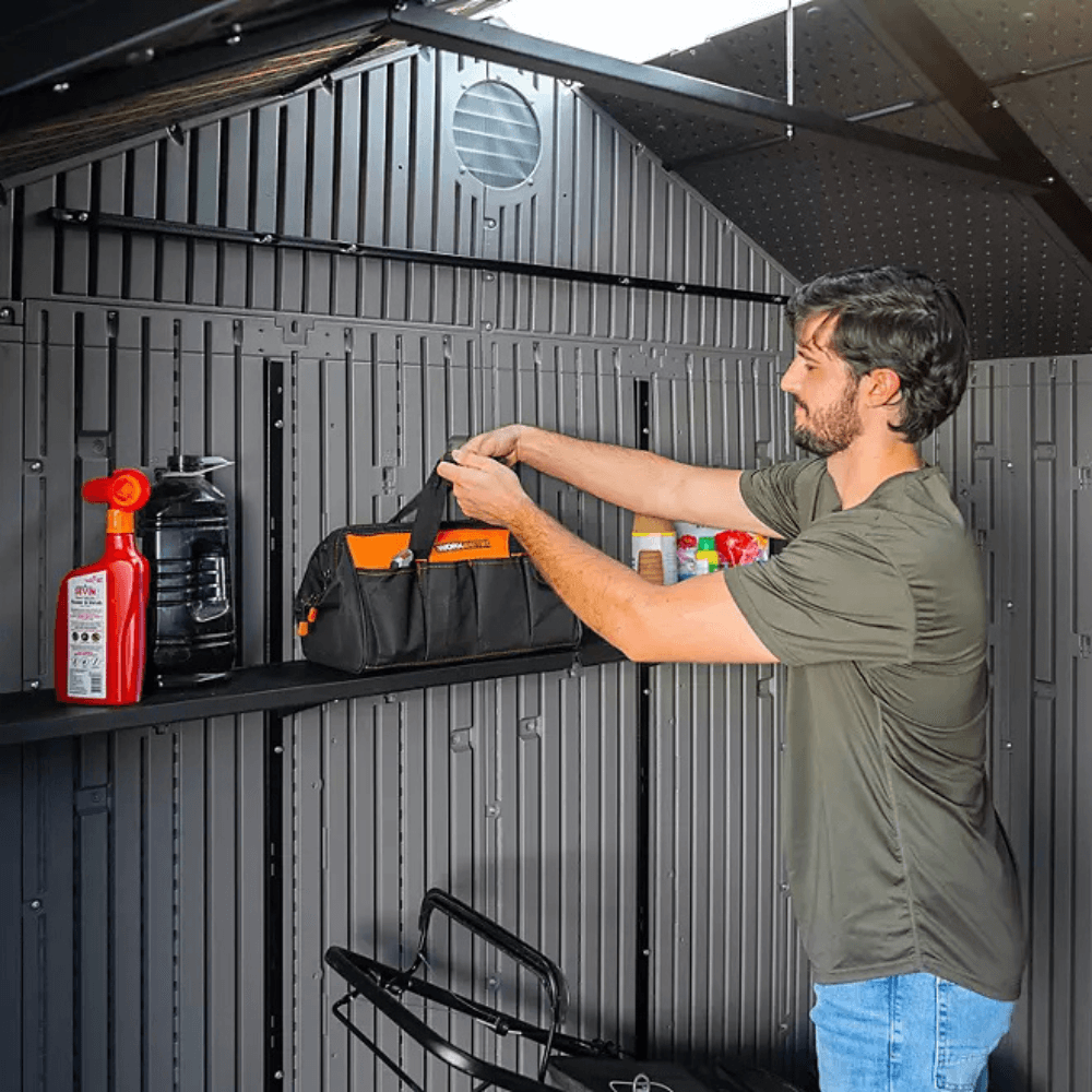 Lifetime 10′ x 8′ Outdoor Storage Shed, Gray - Image 8