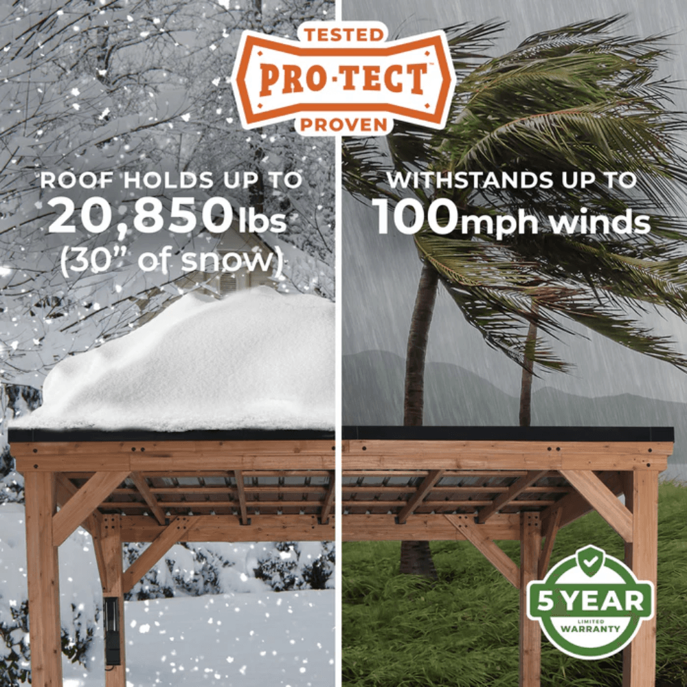 Backyard Discovery Kingsport 20′ x 20′ Cedar Wood Carport with Steel Roof - Image 11