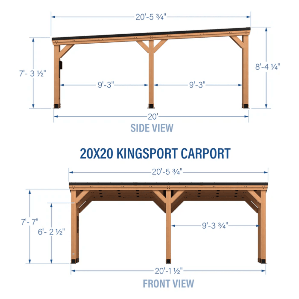 Backyard Discovery Kingsport 20′ x 20′ Cedar Wood Carport with Steel Roof - Image 12