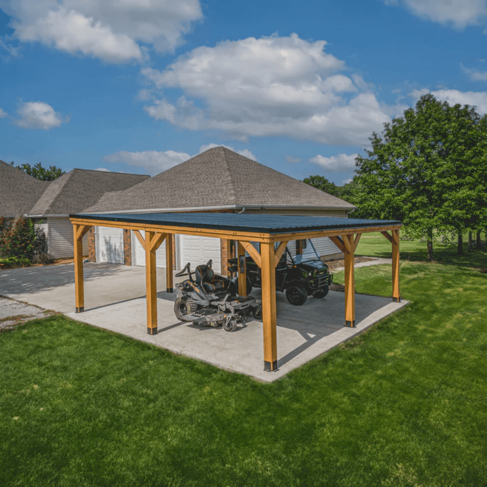 Backyard Discovery Kingsport 20′ x 20′ Cedar Wood Carport with Steel Roof - Image 4