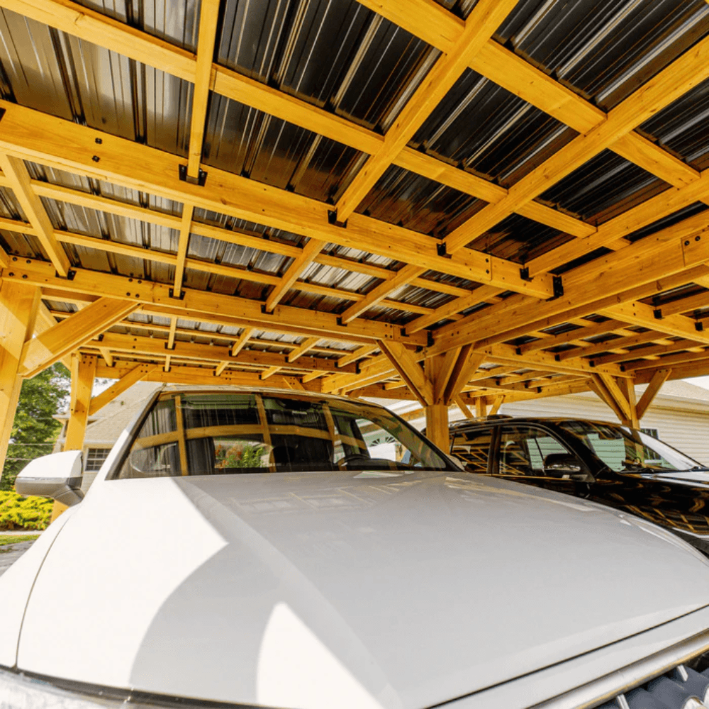 Backyard Discovery Kingsport 20′ x 20′ Cedar Wood Carport with Steel Roof - Image 5
