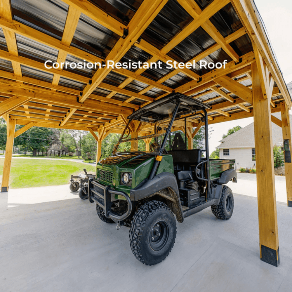 Backyard Discovery Kingsport 20′ x 20′ Cedar Wood Carport with Steel Roof - Image 8
