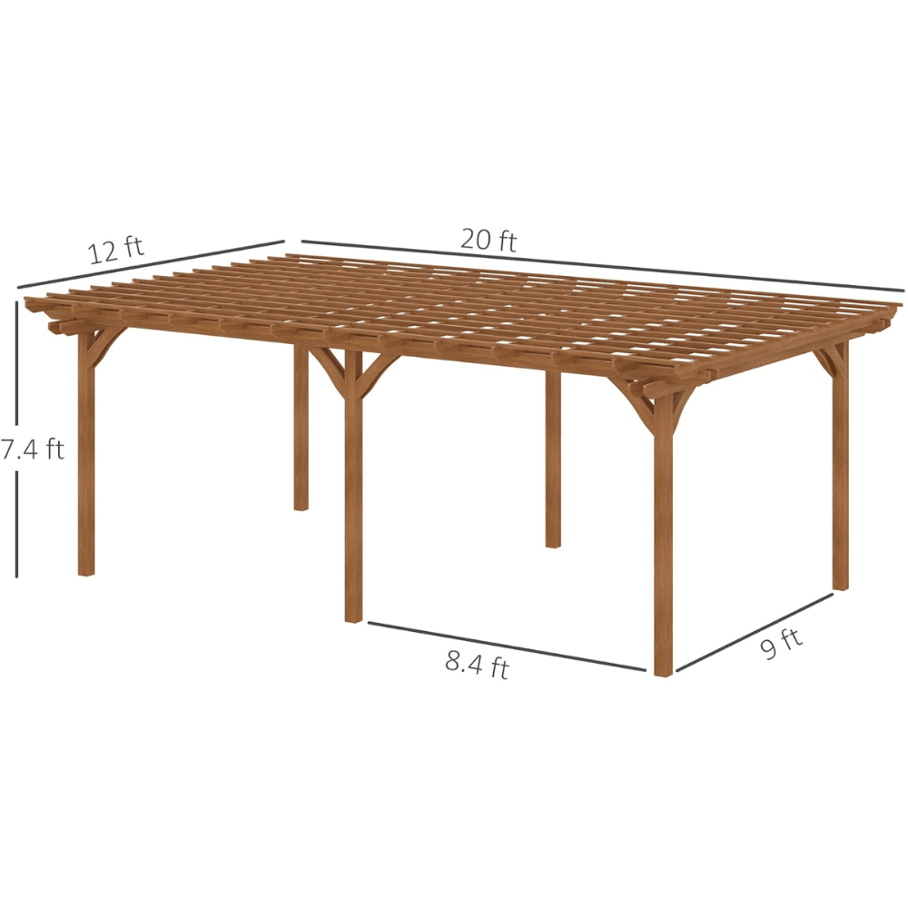 Outsunny 12′ x 20′ DIY Deck Outdoor Wood Pergola - Image 4